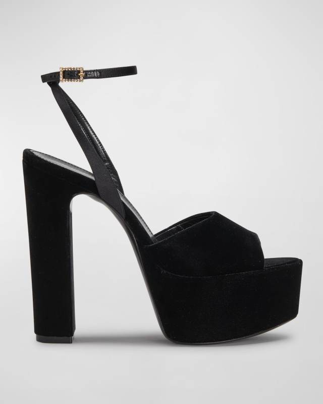 Crystal-Buckle Platform Sandals